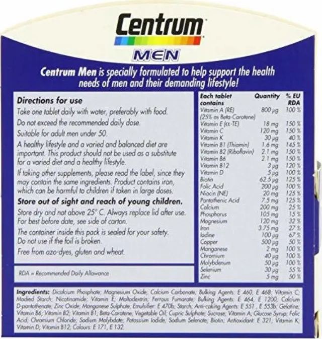 Centrum Men Complete from A to Zinc Συμπλήρωμα βιταμινών & μεταλλικών στοιχείων 30 tabs 3