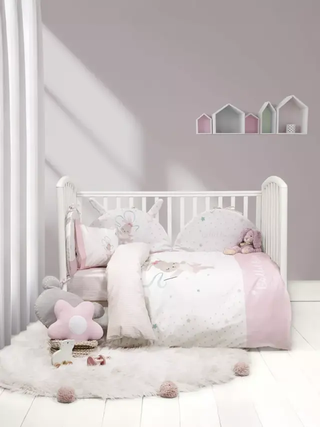 Κουβερλί Κούνιας 100x140 Nima Ballet Bunny White-Pink 100% βαμβακερό