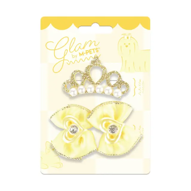 M-PETS GLAM Αξεσουάρ Τριχώματος για Σκύλους & Γάτες Clip & Λαστιχάκια Κίτρινο 5x3x1.5cm