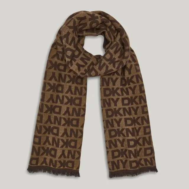 Γυναικείο Κασκόλ Διπλής Όψης με Λογότυπο DKNY D6WS1921-00K6 Καφέ - ONESIZE