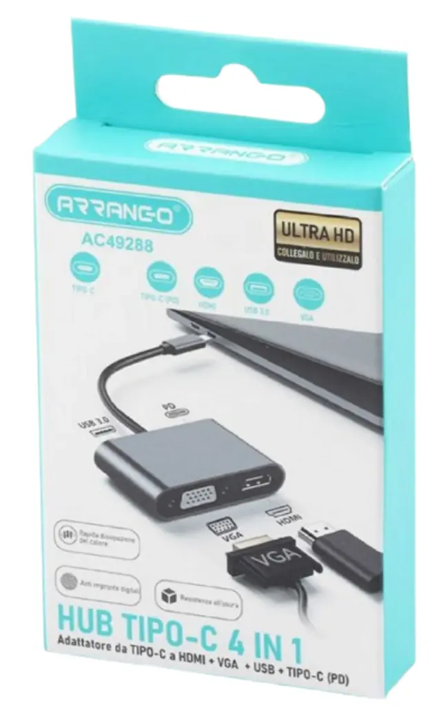 Arrango Μετατροπέας HDMI / VGA female σε USB-C male Γκρι AC49288 3