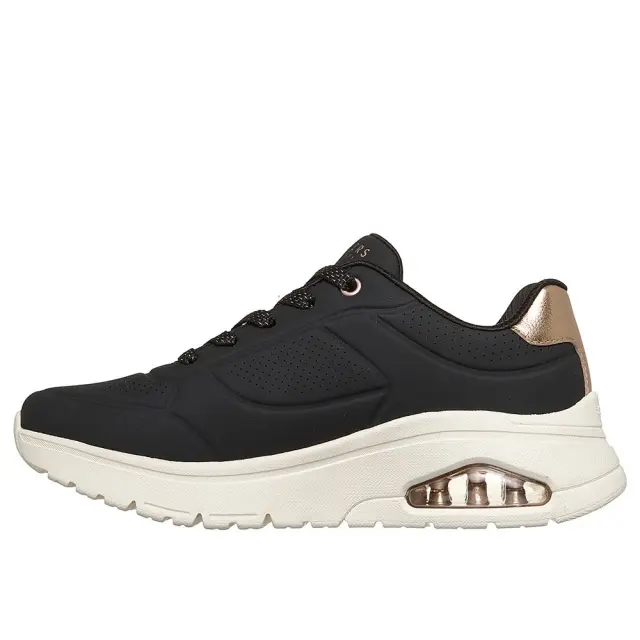 Skechers W Durabuck With Metallic Heel Lace Up Fashion Sneaker (177799-BLK) 2