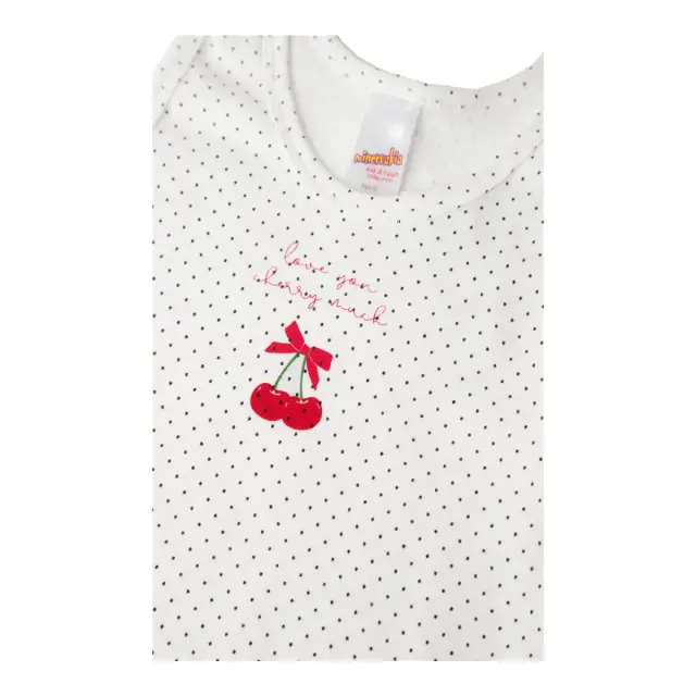 Minerva Παιδικό Φανελάκι Κορίτσι Αμάνικο Love Cherry, Χρώμα White-Black Dots 2