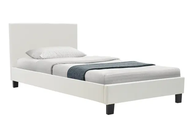 Κρεβάτι Nevil pakoworld 100x200 PU χρώμα λευκό ματ