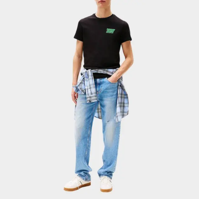 Tommy Hilfiger - Ανδρικό T-shirt με Λογότυπο DM0DM21863-BDS Μαύρο - XL