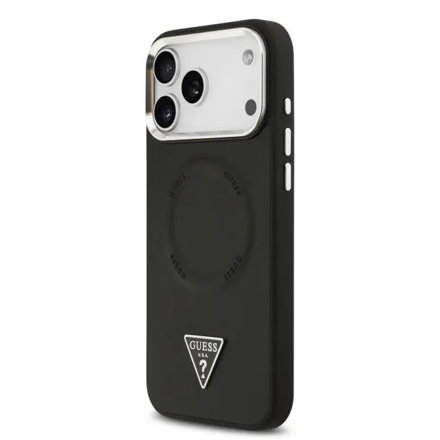 Guess PU Leather Triangle Logo MagSafe Case for iPhone 17 Pro Black 2