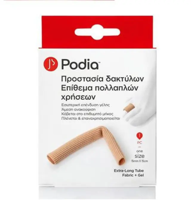 Podia Extra Long Tube Fabric + Gel Προστασία Δακτύλων Επίθεμα Πολλαπλών Χρήσεων One Size