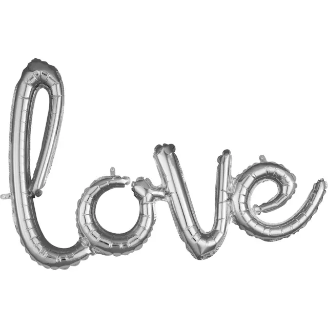 Μπαλόνι Φοιλ Script Phrase `Love`Ασημί 78 x 53 εκ