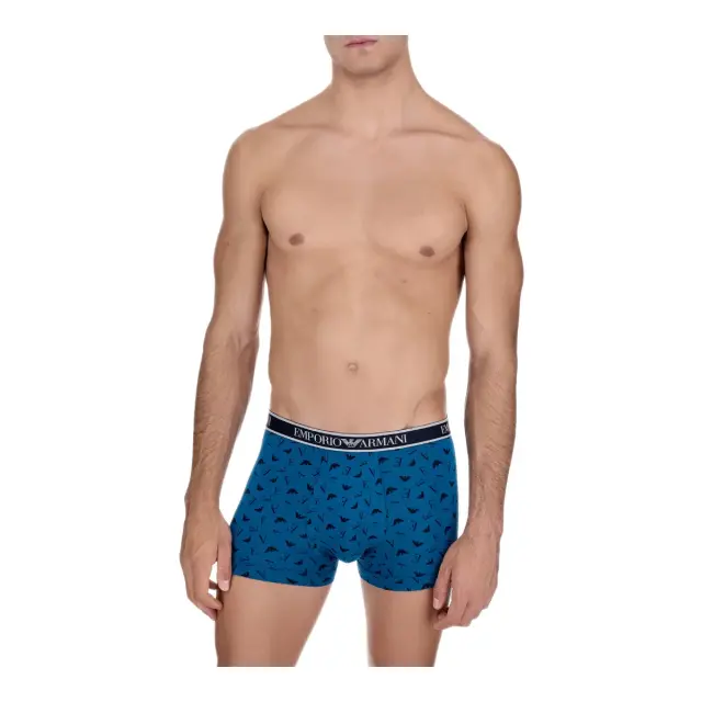 Emporio Armani Ανδρικό Boxer Logo Waistband - Τριπλό Πακέτο, Χρώμα Blue-Octane Blue-Blue 2