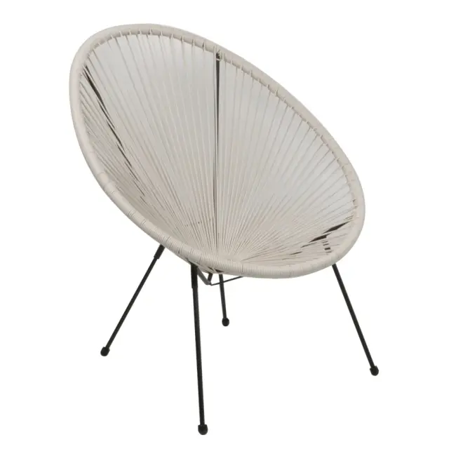 Πολυθρόνα ACAPULCO Μέταλλο/Wicker Μαύρο/Άσπρο 73x79x86cm