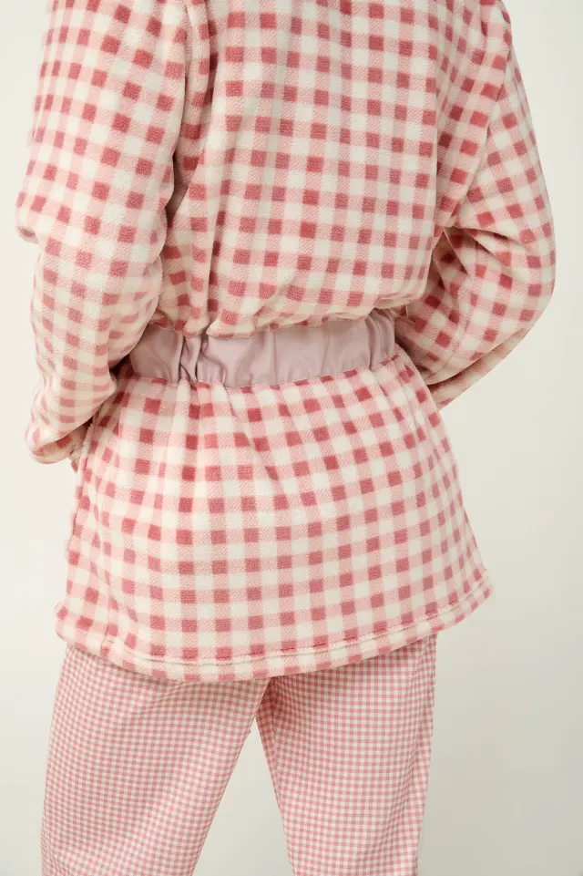 Γυναικεία Καρό Ρόμπα Fleece Vamp 23324 PINK TAN 3
