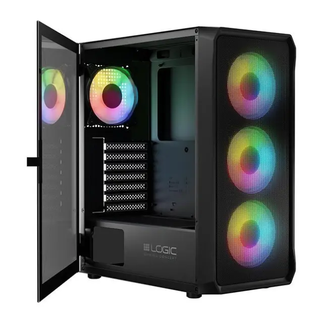 Logic PC Case Portos ARGB ATX Midi Tower Black (AT-PORTOS-10-0000000-0002)