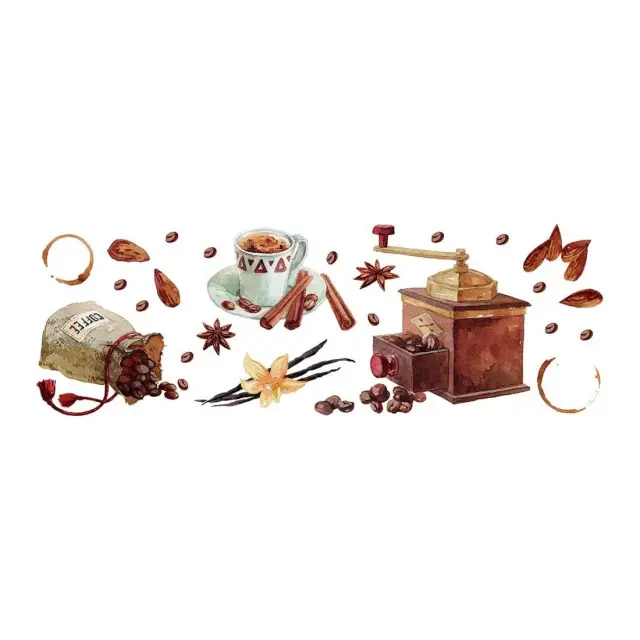 Αυτοκόλλητα Τοίχου Βινυλίου Ango Watercolour Coffee 58117 3