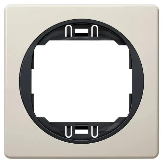 EON E6801.9E One-gang frame 80x80, beige with black holder 15.005.0165