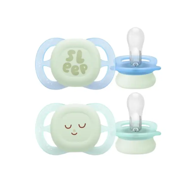Philips Avent Πιπίλα Ultra Start Nighttime Πράσινο/Μπλε 0-2 μηνών Με Σχέδιο 2τμχ