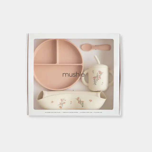 Σετ Δώρου 4 Τεμαχίων Φαγητού Pink Flowers - Mushie
