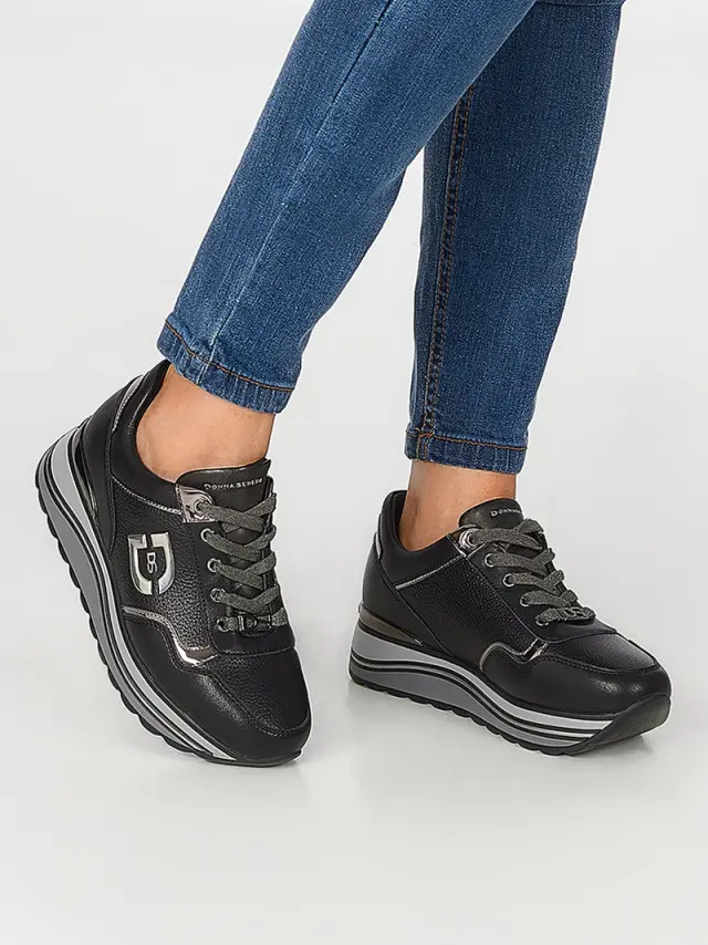 Donna Serena Sneakers Γυναικείο Δέρμα/Άλλα Υλικά Μαύρο DSE/5521 NERO 2