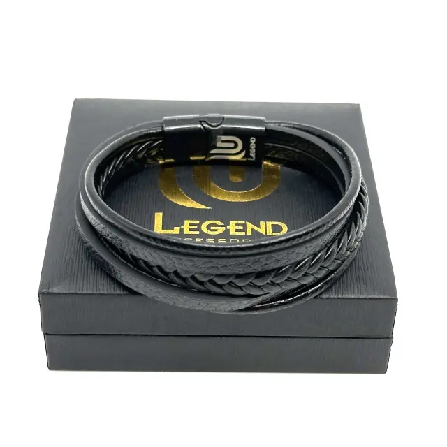 Μαύρο Δερμάτινο Βραχιόλι 19 cm 2