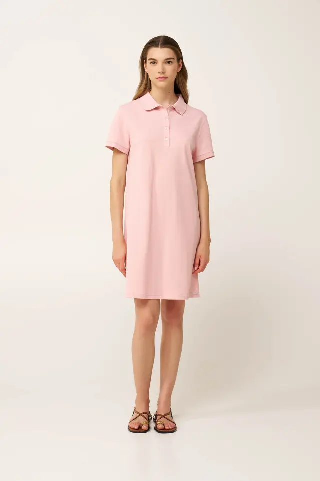 Γυναικείο Pique Φόρεμα Πόλο Vamp 24818 PINK SILVER - S