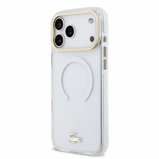 Lacoste PC/TPU Frosted Finish Gold Logo MagSafe Case for iPhone 18 Pro Max Transparent 2
