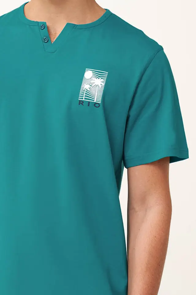 Βαμβακερή Ανδρική Tropical Πυτζάμα Vamp 24631 AQUA BAY 2