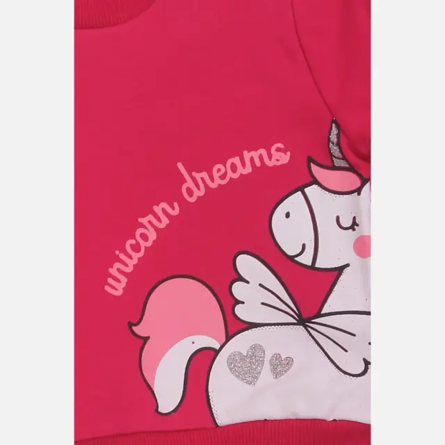 Dreams by Joyce Βρεφική Πιτζάμα Unicorn Seam Μπορντό για Κορίτσι 2