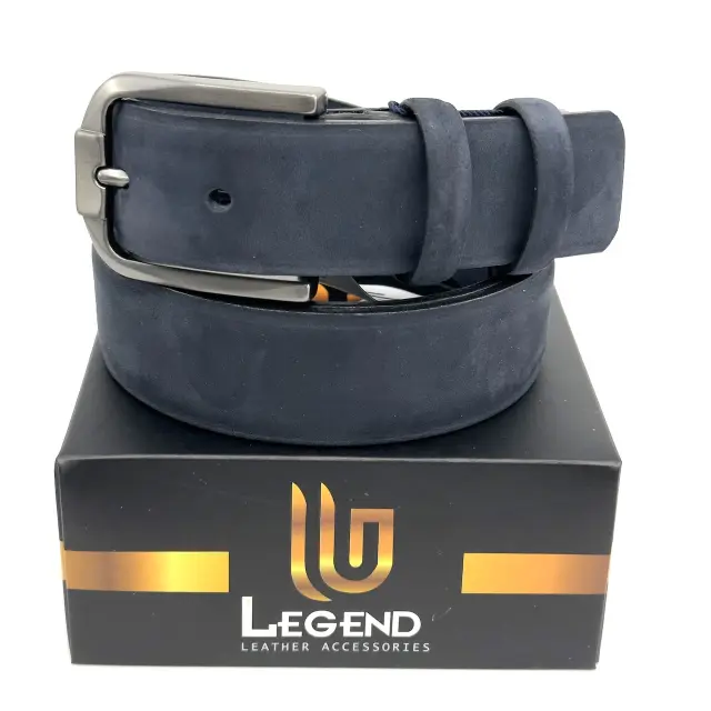 Μπλε Δερμάτινη Ζώνη Nubuck 3,5 cm 2