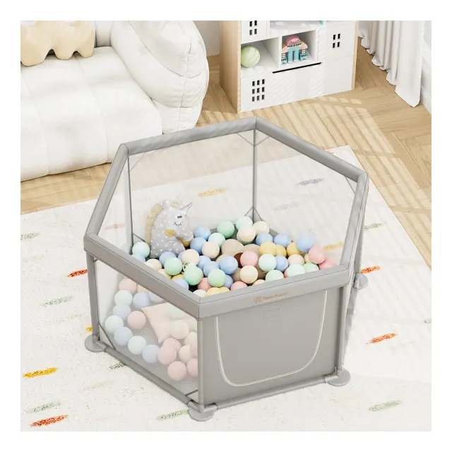 Παρκοκρέβατο Πολύγωνο Bebe Stars Nestilo Grey 889-100 3