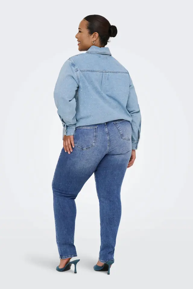 Only Carmakoma Carsui Μεσαλόμεσο Τζιν Παντελόνι σε Slim Γραμμή με Διακοσμητικές Πέτρες Μπλε - 42 2