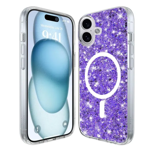 Techsuit® Sparkly Glitter MagSafe Θήκη για iPhone 16- Purple