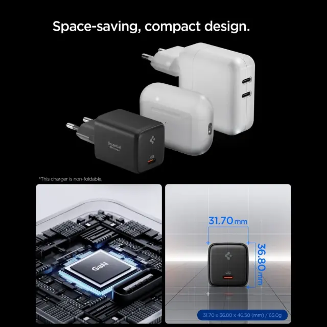 SPIGEN EE451EU ESSENTIAL 1-PORT NETWORK CHARGER 45W + TYPE-C CABLE BLACK 3