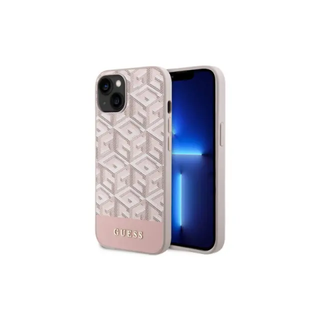 Guess GCube Stripes MagSafe Back Cover Πλαστικό Ροζ (iPhone 14 Plus)