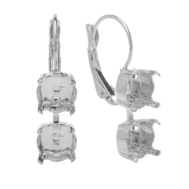 Σκουλαρίκι με 2 Καστόνια για Swarovski 1088 SS39 - Rhodium - 2τεμ