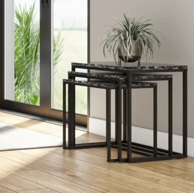 Σετ τραπεζάκια Ζιγκόν SHP-933-QQ Μάρμαρο 55x47x40cm 3