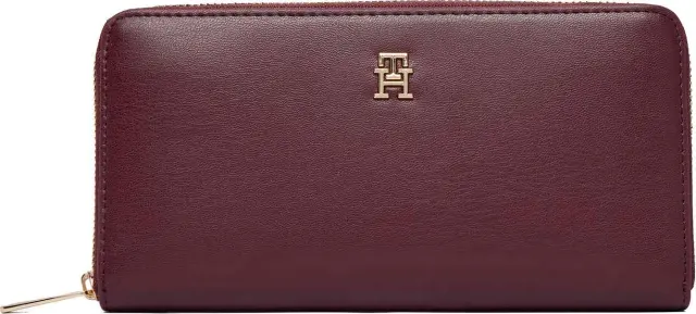 Tommy Hilfiger Γυναικείο Μεγάλο Πορτοφόλι TH Icon Large Zip-Around Μπορντό