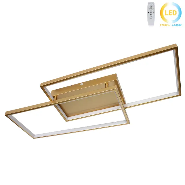 Φωτιστικό οροφής LED 34W 80x34x8 εκ. χρυσό με controller - GLOBOBOX