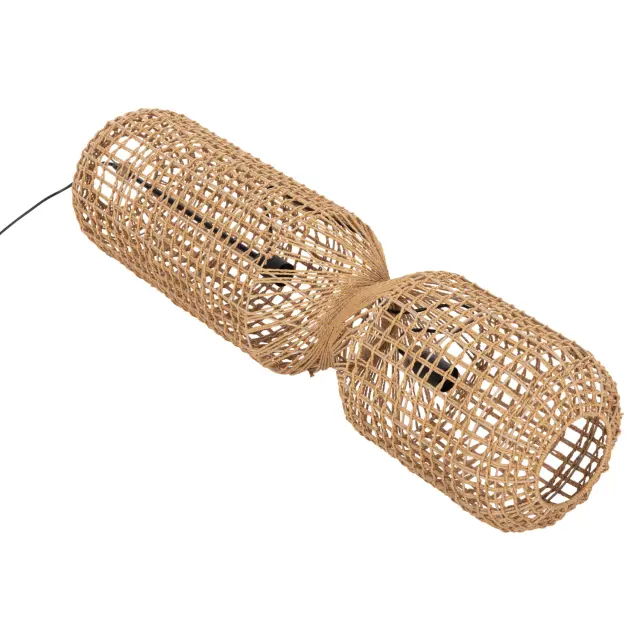 Φωτιστικό οροφής κρεμαστό κυλινδρικό από Paper Rope μπεζ-2 λάμπες Φ25x100-160 εκ. 3