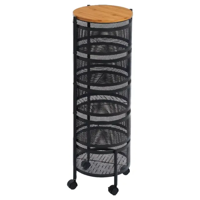 Estia Τρόλεϊ Αποθήκευσης Bamboo Essentials Μεταλλικό Με 5 Συρτάρια Μαύρο