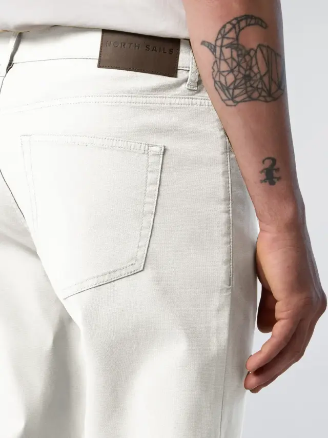 North Sails - Ανδρικό Παντελόνι Stretch dobby 5-pocket pants 673121-000-0101 Λευκό 3