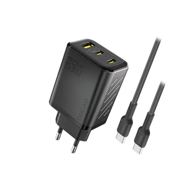 Dudao Φορτιστής A29C 65W GaN with USB-C Cable Black