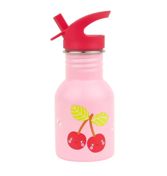 A Little Lovely Company Ανοξείδωτο Μεταλλικό Παγούρι 350ml - Happy Cherries DBSMHC111