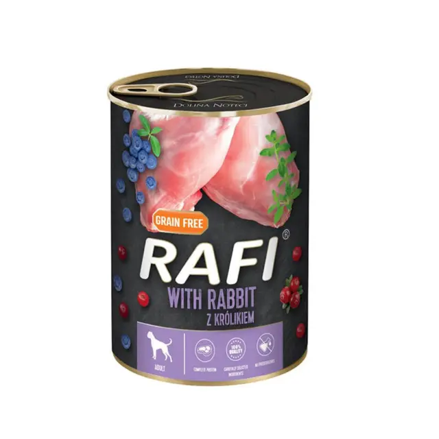 Dolina Rafi Κονσέρβα Σκύλου Adult Πατέ Κουνέλι, Blueberry, Cranberry 400gr