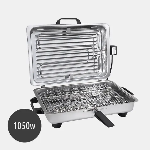 Ψησταριά Ηλεκτρική Inox με Καπάκι 1050W Μεσαία - Roller 2