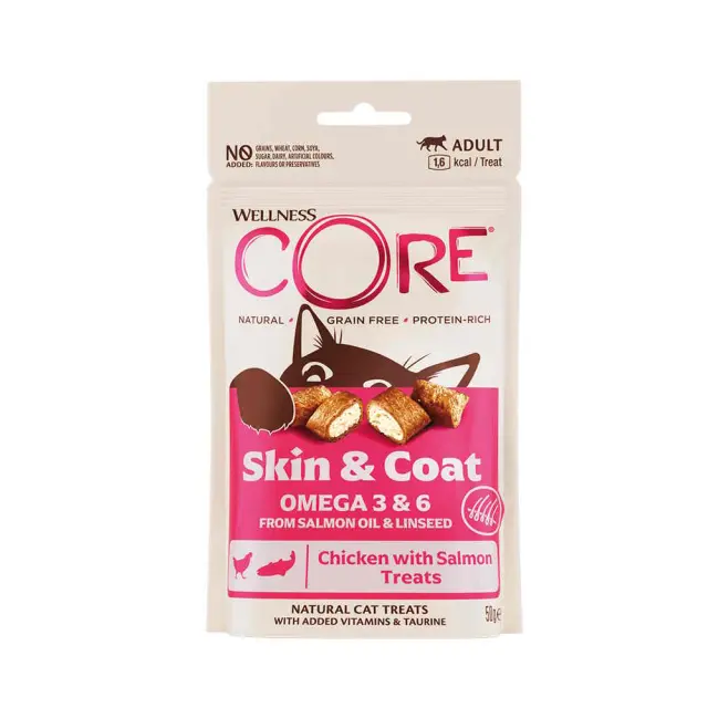 Wellness Core Treats Skin & Coat Κοτόπουλο & Σολομός 50gr Μονόχρωμο