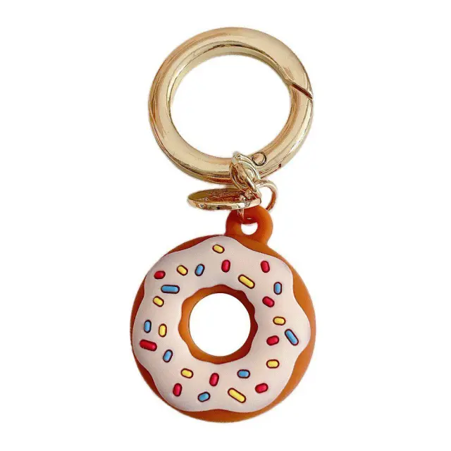 Προστατευτική Θήκη Σιλικόνης Donut για Airtag 1/2 με Κρίκο για Κλειδιά – Beige OEM