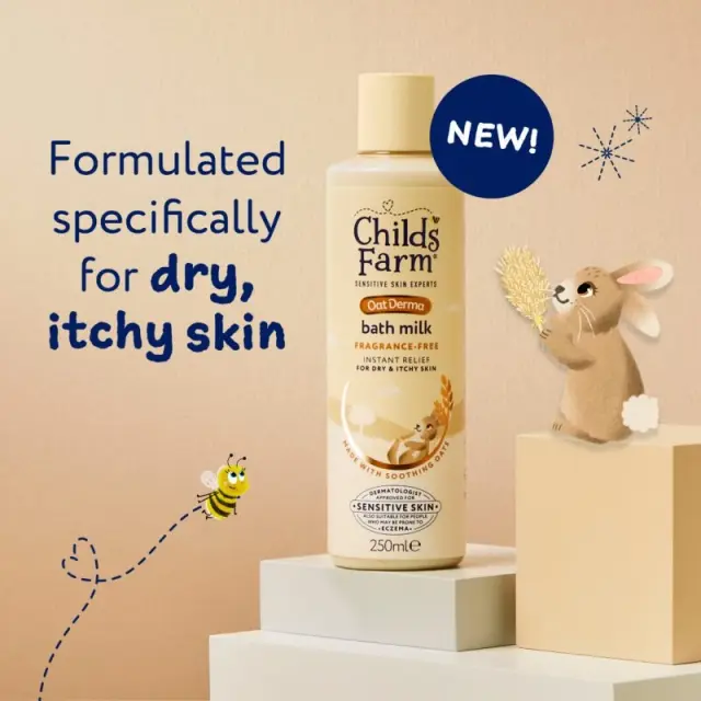 Childs Farm OatDerma Bath Milk Γαλάκτωμα Μπάνιου με Βρώμη χωρίς Άρωμα για Ξηρό & Ευαίσθητο Δέρμα 250ml 3