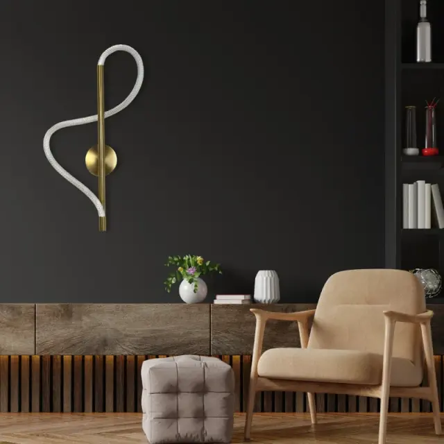 LED Μοντέρνο Φωτιστικό Τοίχου GLOW 24Watt CCT σε Χρυσό Πλατίνα και Λευκό Νήμα KLV-101-0168 2