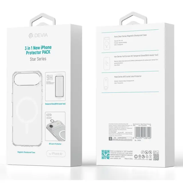 Θήκη TPU & PC & Tempered Glass & Camera Cover Devia Apple iPhone Air Magnetic Shock Proof Star Pack Διάφανο N69938