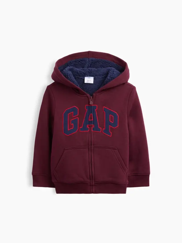 Νηπιακή Ζακέτα Φούτερ babyGap με Επένδυση Γούνας και Λογότυπο Tuscan red