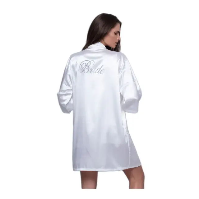 Milena Γυναικεία Ρόμπα Σατέν Bride Plus Size, Χρώμα Λευκό - ONESIZE 2